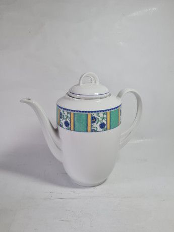 Набор для чая винтажный Winterling Bavaria с бирюзово-синим декором, чайник, молочник, фарфор, Германия, 1960-70гг.