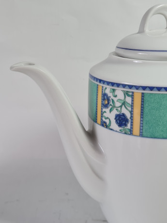 Набор для чая винтажный Winterling Bavaria с бирюзово-синим декором, чайник, молочник, фарфор, Германия, 1960-70гг.