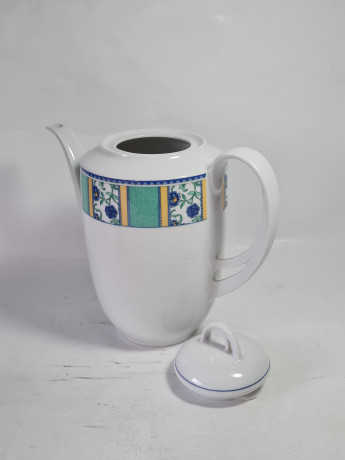 Набор для чая винтажный Winterling Bavaria с бирюзово-синим декором, чайник, молочник, фарфор, Германия, 1960-70гг.