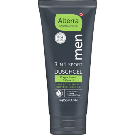 Alterra 3in1 Sport Dusch-Shampoo Koffein & Bio-Lemongras Шампунь и гель для душа 2в1 Кофеин и Лимонник с органическим лимоном 200 г