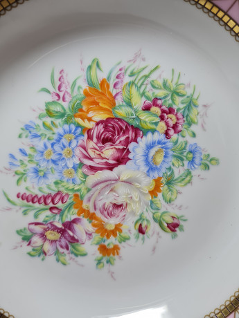 Depose Декоративная тарелка  с позолоченным узором по ободку "Букет цветов", 19см, Италия, 1970-80гг.