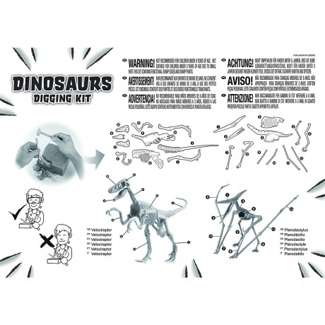 Edu-Toys Grosses 2in1 Dinosaurier Ausgrabungsset mit Werkzeug Velociraptor und Prerodactylus in schwerem Sandblock Большой набор для раскопок динозавров 2 в 1 с инструментами Velociraptor и Prerodactylus в тяжелом песчаном блоке