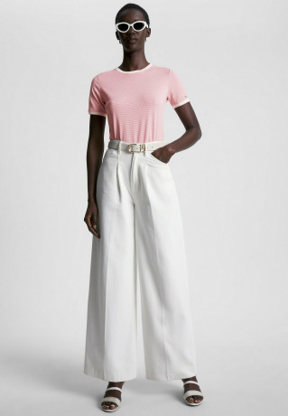 Tommy Hilfiger STRIPE Print T-shirt bright cerise pink ecru breton stp ПОЛОСКА Футболка с принтом ярко-вишнево-розовый светло-бежевый бретонский stp