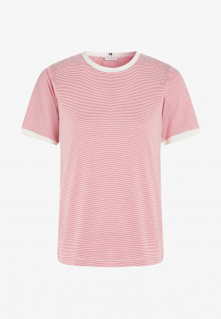 Tommy Hilfiger STRIPE Print T-shirt bright cerise pink ecru breton stp ПОЛОСКА Футболка с принтом ярко-вишнево-розовый светло-бежевый бретонский stp
