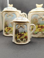 Набор винтажный из молочников и сахарниц &quot;Охота&quot;, 5 молочников, 3 сахарницы, керамика, Франция, 1960-70гг.