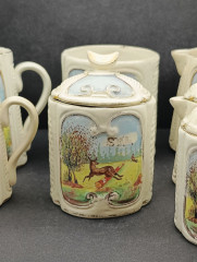 Набор винтажный из молочников и сахарниц &quot;Охота&quot;, 5 молочников, 3 сахарницы, керамика, Франция, 1960-70гг.