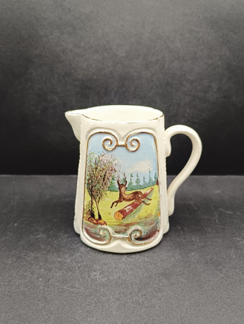 Набор винтажный из молочников и сахарниц "Охота", 5 молочников, 3 сахарницы, керамика, Франция, 1960-70гг.