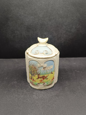 Набор винтажный из молочников и сахарниц "Охота", 5 молочников, 3 сахарницы, керамика, Франция, 1960-70гг.