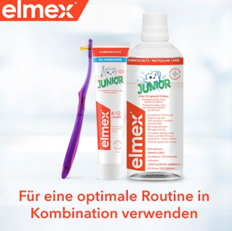 elmex Zahnburste Kinder Junior 6-12 Jahren (Doppelpack), 2 St, Детская мягкая зубная щетка для 6-12 лет, 2 штуки