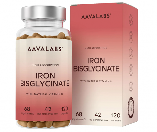 Aavalabs Iron High Dose + vitamin C, 120st, Железо бисглицинат с витамином C (Финляндия), 120шт, мягкое для желудка