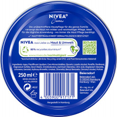NIVEA Creme, 250 ml, Нивеа Классический крем в банке, пантенол и ланолин, глубокое питание, для всей семьи, 250 мл