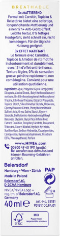 NIVEA SUN Breathable UV Gesicht Mattierend LSF 50+, 40 ml, Нивеа Солнцезащитный крем для лица матирующий, SPF 50+, воздухопроницаемый, 40 мл