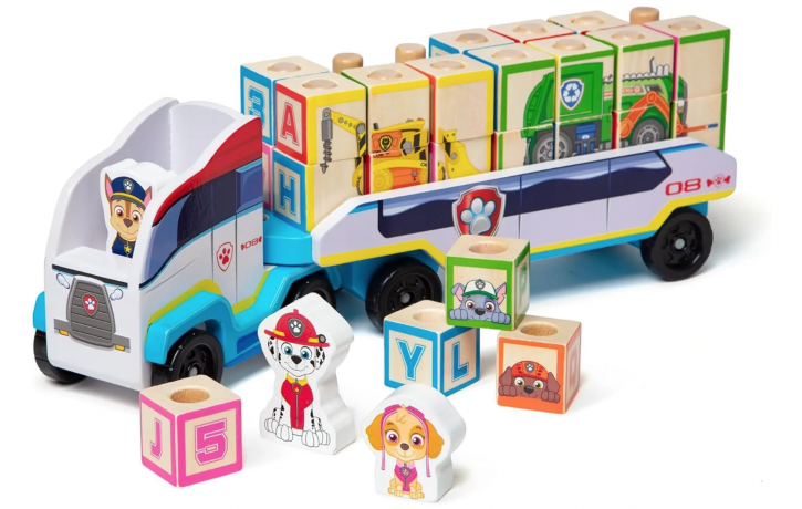 Melissa & Doug PAW Patrol ABC, Грузовик Paw Patrol Щенячий патруль для детей от 3 лет, США, 31 предмет, набор с буквами и фигурками, деревянный, разноцветный