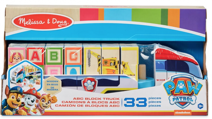 Melissa & Doug PAW Patrol ABC, Грузовик Paw Patrol Щенячий патруль для детей от 3 лет, США, 31 предмет, набор с буквами и фигурками, деревянный, разноцветный