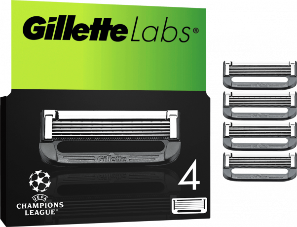 GILLETTE Rasierklingen, Labs Face, 4 St, Джилетт Сменные кассеты Labs Face для мужской бритвы, 4 шт.