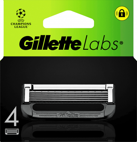 GILLETTE Rasierklingen, Labs Face, 4 St, Джилетт Сменные кассеты Labs Face для мужской бритвы, 4 шт.