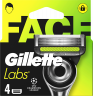 GILLETTE Rasierklingen, Labs Face, 4 St, Джилетт Сменные кассеты Labs Face для мужской бритвы, 4 шт.