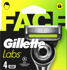 GILLETTE Rasierklingen, Labs Face, 4 St, Джилетт Сменные кассеты Labs Face для мужской бритвы, 4 шт.