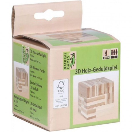 Natural Games 3D Holz-Geduldspiel Wurfel #7cm Natural Games 3D Деревянные кубики-головоломки #7см