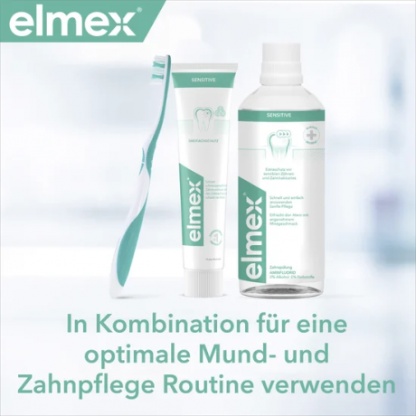 elmex Sensitive Zahnpasta & Mundspuelung Multipack, Набор Sensitive для чувствительных зубов: зубная паста и ополаскиватель, 2 средства