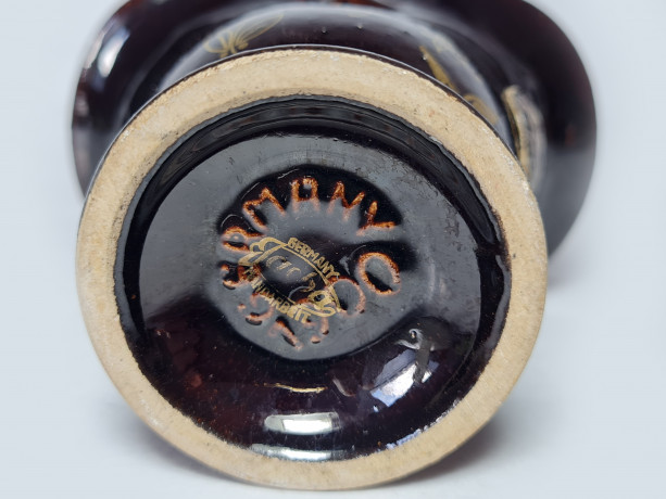 Jasba Keramik Керамическая корзинка с ручкой черная с позолотой, 13 x 9,5 см, Германия, 1960-70гг.