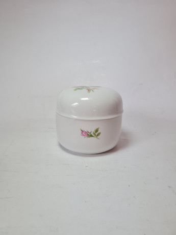 Heinrich Белая круглая фарфоровая шкатулка "Букет розовых роз", 8,5 x 10 см, Германия, 1960-70гг.