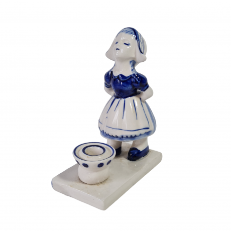 Подсвечник винтажный Elsava Holland с фигурой девочки, на одну свечу, фарфор, 12 х 9 см, Нидерланды, 1960-70гг.