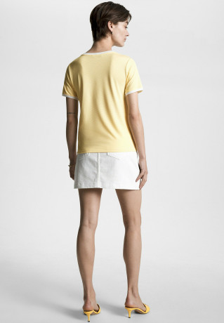 Tommy Hilfiger STRIPE Print T-shirt vivid yellow ecru breton stp ПОЛОСКА Футболка с принтом ярко-желтый экрю бретон stp