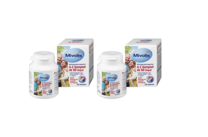 Mivolis A-Z Komplett ab 50 Tabletten,  2st Дас Гезунде Плюс, Комплексные витамины против старения От А до Z Komplett, для людей старше 50 лет, 100 шт х 2 упаковки
