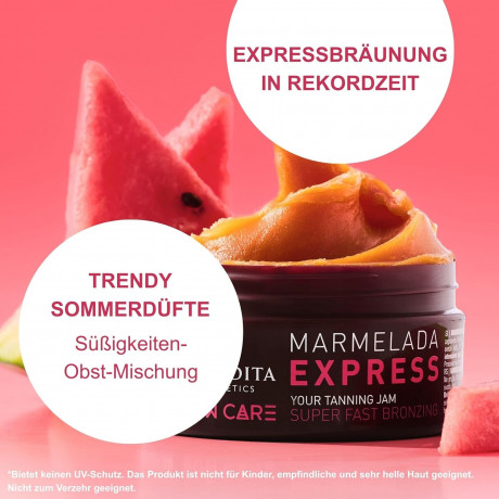 Afrodita Cosmetics Sun Care Marmelada Tanning Accelerator Бальзам для быстрого и интенсивного загара, с 100% органическим кокосовым маслом, маслом карите и маслом какао, 200мл