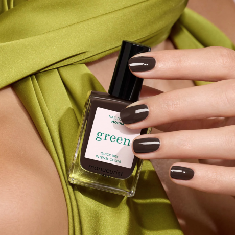 Manucurist Green nail polish Mocha 15ml, Лак для ногтей Mocha (Франция), 15мл, стойкое покрытие без сколов, безопасная растительная формула 9 Free