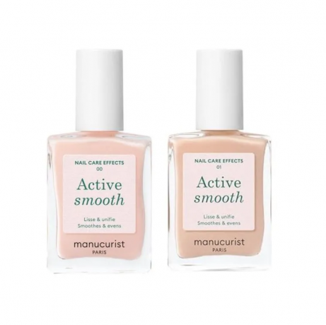 Manucurist Набор CC-лаков для ногтей Active Smooth 00 + 01 (Франция), 2 шт х 15 мл, выравнивающий уход, молочно-розовый и бежево-нюдовый оттенки, эффект натурального маникюра