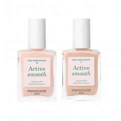 Manucurist Набор CC-лаков для ногтей Active Smooth 00 + 01 (Франция), 2 шт х 15 мл, выравнивающий уход, молочно-розовый и бежево-нюдовый оттенки, эффект натурального маникюра