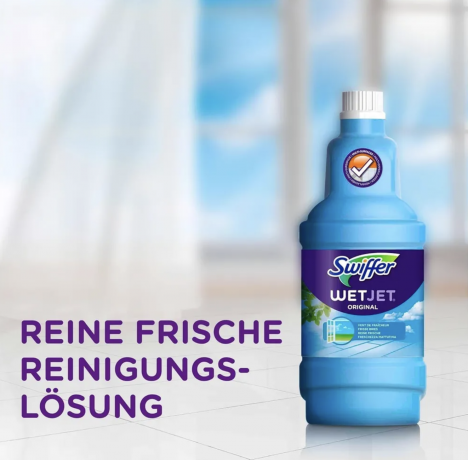 Swiffer Wet Jet Bodenreiniger Nachfüllpack 1,25L x 2st,  Средство для швабры с распылителем WET JET, с ароматом лимона, 1,25 л x 2шт (2,5 литра) 