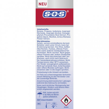 SOS Eis-Spray, 100 ml, SOS Охлаждающий спрей, мгновенное охлаждение при ушибах и растяжениях, с арникой и ментолом, 100 мл