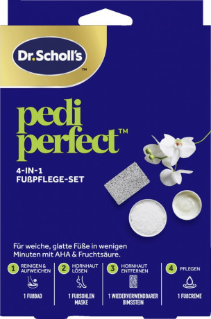 SCHOLL 4-in-1 Fusspflege-Set, Шолль Набор для педикюра 4в1, пилка, щётка, пемза, полировка, 4 предмета