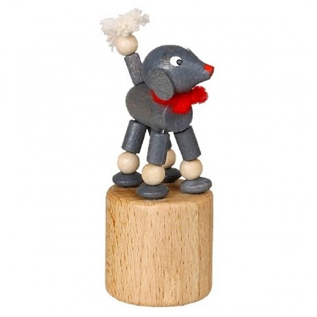 Holzspielzeug Wackelfigur Pudel grau Деревянная игрушка кивающий пудель серый