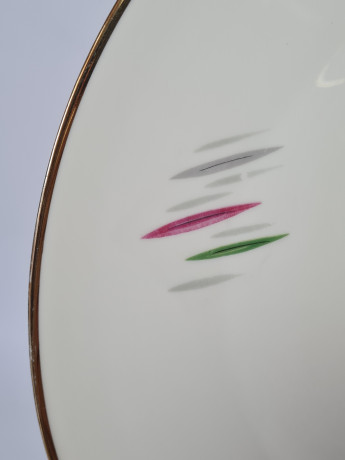 Тарелка сервировочная винтажная Winterling Roslau необычной формы с яркими мазками, фарфор, 29 см, Германия, 1960-70гг.