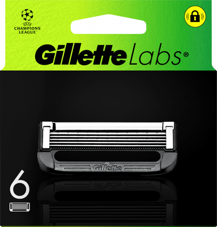 GILLETTE Rasierklingen, Labs Face, 6 St, Джилетт Сменные кассеты Labs Face для мужской бритвы, 6 шт.