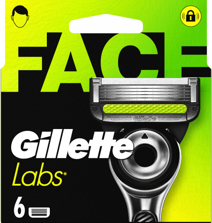 GILLETTE Rasierklingen, Labs Face, 6 St, Джилетт Сменные кассеты Labs Face для мужской бритвы, 6 шт.