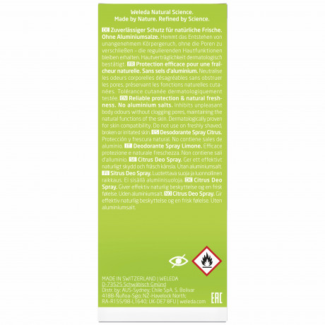 Weleda Deospray Citrus Fresh, 100 ml, Дезодорант-спрей Citrus Fresh без солей алюминия, со свежим цитрусовым ароматом, 100 мл