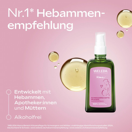 WELEDA MAMA Schwangerschafts-Pflegeoel, 100 ml, Масло для тела при беременности для эластичности кожи и профилактики растяжек, 100 мл