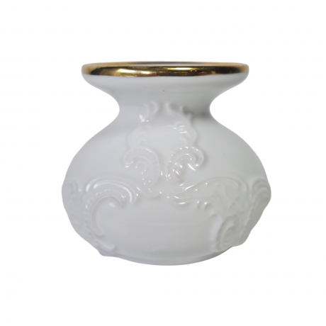 Ваза винтажная Royal KPM Bavaria, белая с золотистой каймой, фарфор, ручная работа, 9 см, Германия, 1970-80гг.