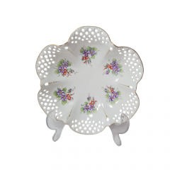 U.Keller Винтажная сервировочная тарелка в форме цветка с ажурным краем, 18см x 4,5см, Германия, 1960-70гг.