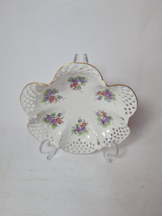 U.Keller Винтажная сервировочная тарелка в форме цветка с ажурным краем, 18см x 4,5см, Германия, 1960-70гг.