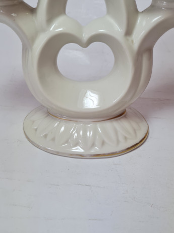 Gerold Porzellan Bavaria Белый фарфоровый подсвечник с обильной позолотой, на две свечи, 15 x 16 см, Германия, 1960-70гг.