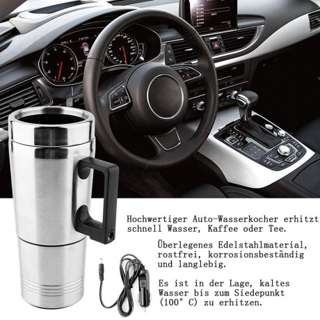 GelldG GelldG Wasserkocher 500ml Auto Wasserkocher Edelstahl 12V Reisewasserkocher Kaffee Tasse, 0.5 l  Чайник GelldG, 500 мл, автомобильный чайник, нержавеющая сталь, 12 В, дорожный чайник, кофейная чашка, 0,5 л