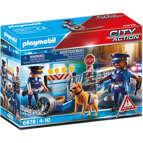 PLAYMOBIL PLAYMOBIL 3er Set: 6878 Polizei-Strassensperre + 6873 Polizei-Einsatzwagen + 6872 Polizei-Kommandozentrale mit Gefangnis Набор PLAYMOBIL из 3 предметов: 6878 полицейский блокпост + 6873 полицейская машина + 6872 полицейский командный пункт с тюр
