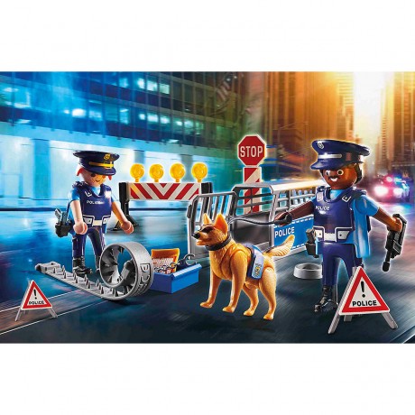 PLAYMOBIL PLAYMOBIL 3er Set: 6878 Polizei-Strassensperre + 6873 Polizei-Einsatzwagen + 6872 Polizei-Kommandozentrale mit Gefangnis Набор PLAYMOBIL из 3 предметов: 6878 полицейский блокпост + 6873 полицейская машина + 6872 полицейский командный пункт с тюр