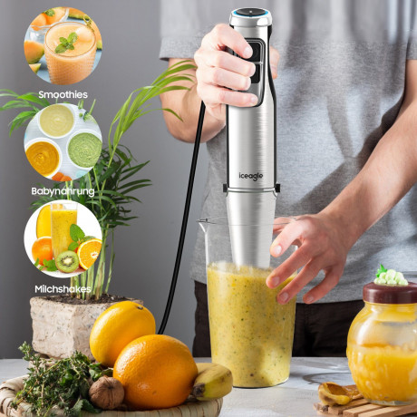 Aoucheni Aoucheni Stabmixer Purierstab Set Elektrischer 4 in 1 Mixer, 1000,00 W, inklusive Zerkleinerer, Messbecher, Milchaufschaumer und Schneebesen Ручной блендер Aoucheni, набор стержней для очистки, электрический миксер 4 в 1, 1000,00 Вт, включая изм